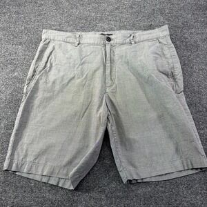 Theory Zaine SO Mini Grid Dobby Shorts Mens 32 Gray Cotton Blend Flat Front